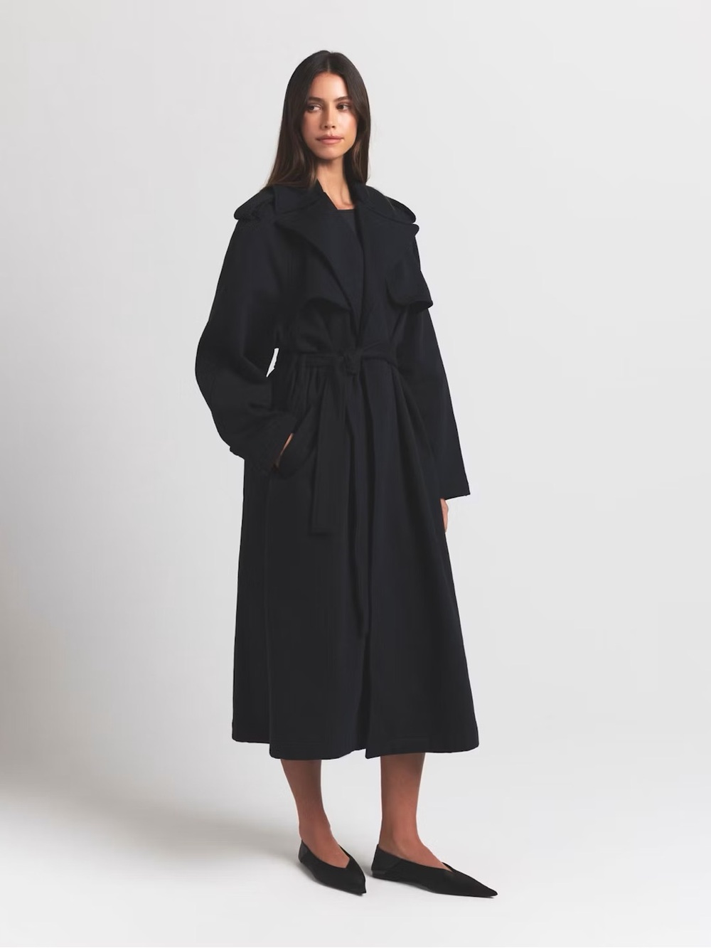 SKIMS BOYFRIEND FLEECE TRENCH COAT - NWT - ONYX - XS